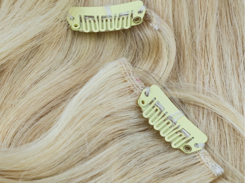 Echthaar Clip-In Extensions in Blond